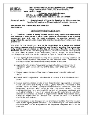 IFCI INFRASTRUCTURE DEVELOPMENT LIMITEDRegd Doc Template | pdfFiller
