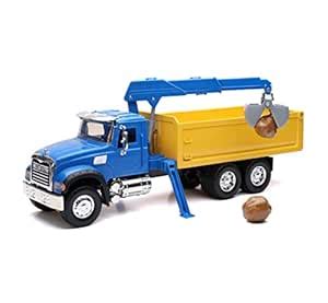 New-Ray Toys Mack Granite Dump Truck with Crane 1:18 Scale Long Haul ...