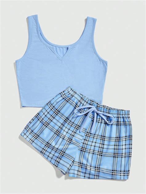 Plaid Notched Neck PJ Set, School | Cute lazy outfits, Cute preppy ...
