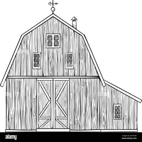 Vector Illustration of Rustic Barn with Vane Made painted by black inks ...