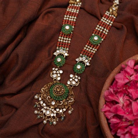 Buy Devi Lakshmi Temple Necklace 925 Silver with Kundan in Chennai