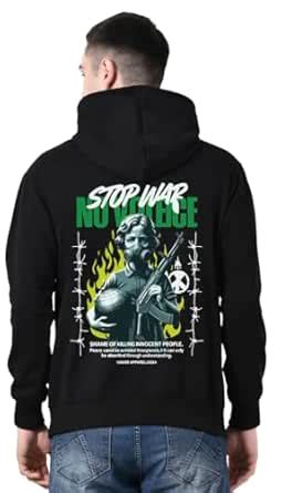 Buy OWL MINK Men's Black Printed Hoodie | Fleece Pullover with Kangaroo ...