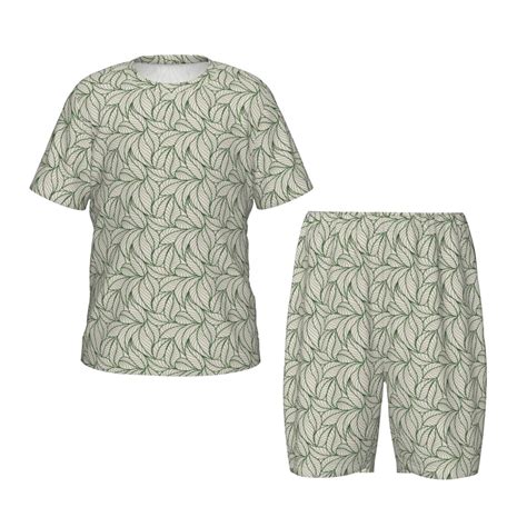 KLL Leaves Print Kids' Short-Sleeved Pajama Set,Soft Pajama Sleepwear ...
