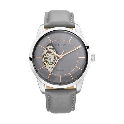 Buy Titan Mens Automatics 2020 Grey Dial Leather Analogue Watch ...