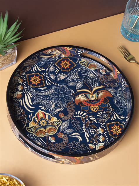 VON CASA Decorative Serving Tray, Wooden Tray with Handles, Ethnic ...