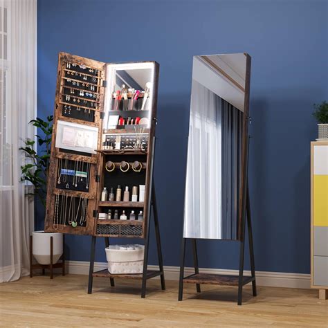 Buy Jajov Lighted Mirror with Jewelry Storage, 47.2H Full Length Mirror ...