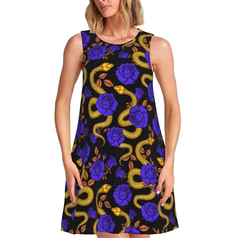 Spring Summer Dresses for Women 2025 - Golden Snake And Purple Rose ...