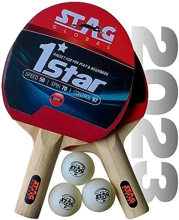 (2023 Model) STAG Global 1 Star Table Tennis Playset (2 Racquets & 3 ...