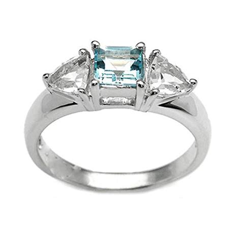 Ganpati Silver 92.5 Sterling Silver Blue Topaz Ring for Women - Size: 8 ...