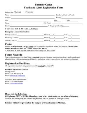 Fillable Online miami-dade ifas ufl Camp Cloverleaf Camper application ...