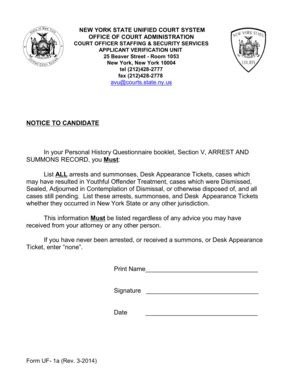 Fillable Online nycourts NEW YORK STATE UNIFIED COURT SYSTEM OFFICE OF ...