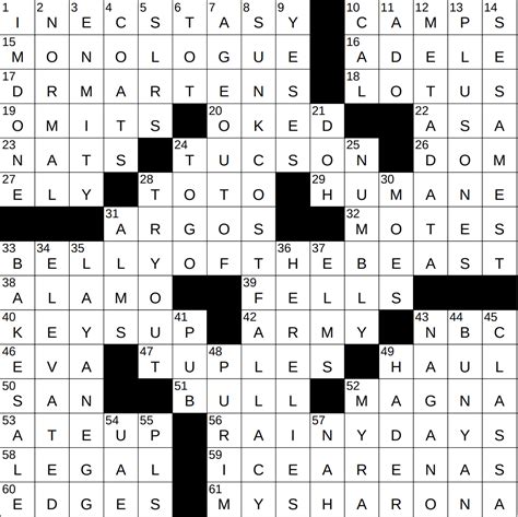 Seattle New York Times Crossword Puzzle - Printable Crossword Puzzles