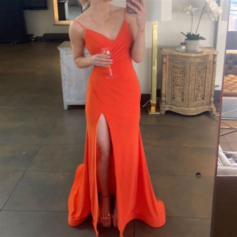 The most beautiful orange prom dress Size 6 Worn... - Depop