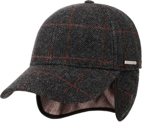 Stetson Kinty Wool Cap with Ear Flaps Lined Peaked Cap Men Fall Winter ...