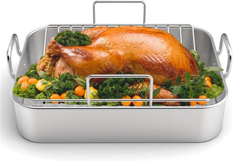 Amazon.com: Roasting Pan, EWFEN 17*13 Inch Stainless Steel Turkey ...