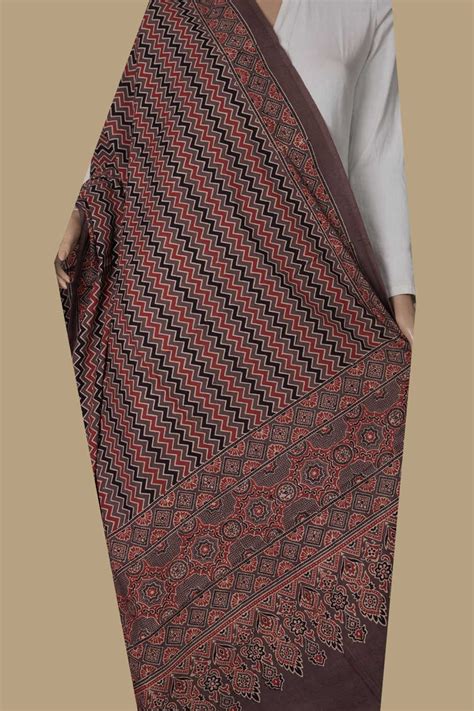 Ajrakh Dupatta - Buy Hand Block Printed Ajrakh Dupatta Online in India ...