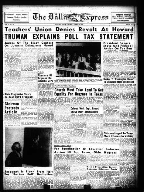 The Dallas Express (Dallas, Tex.), Vol. 55, No. 17, Ed. 1 Saturday ...