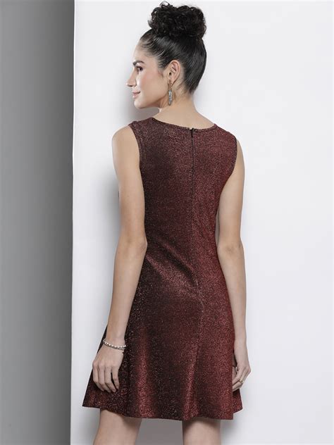 Buy Women Pink Lurex Front Moon Cut A-Line Dress Online at Sassafras