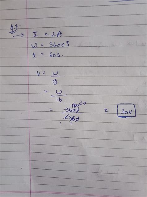 A current of 2 A is maintained in a resistor, 3600 joules of energy are ...