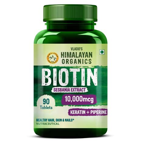 Buy Vlado's Himalayan Organics Biotin 10,000mcg with Keratin+Piperine ...