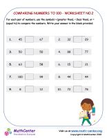 Comparing Numbers To 100 - Worksheet No.2 | Worksheets | Math Center