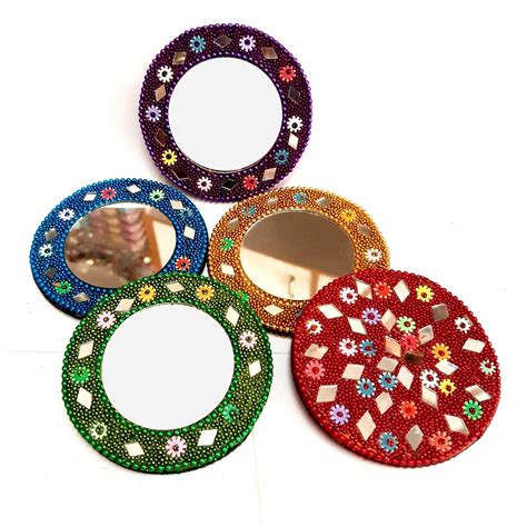 Lac Round Shaped Mirror - Pack of 5pc (Product Code 1590) at Rs 187.00