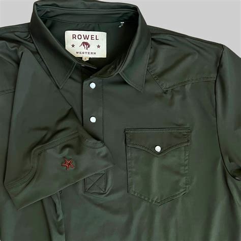 Pearl Snap Polo in Pineneedle - Comfortable | Rowel Western – Rowel ...