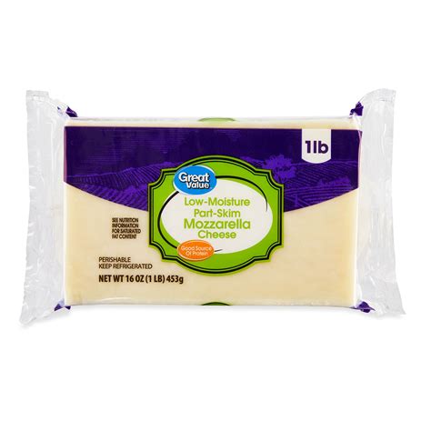 Great Value Low-Moisture Part-Skim Mozzarella Cheese, 16 oz Block ...