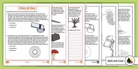 Point of View Worksheet for 6th-8th Grade