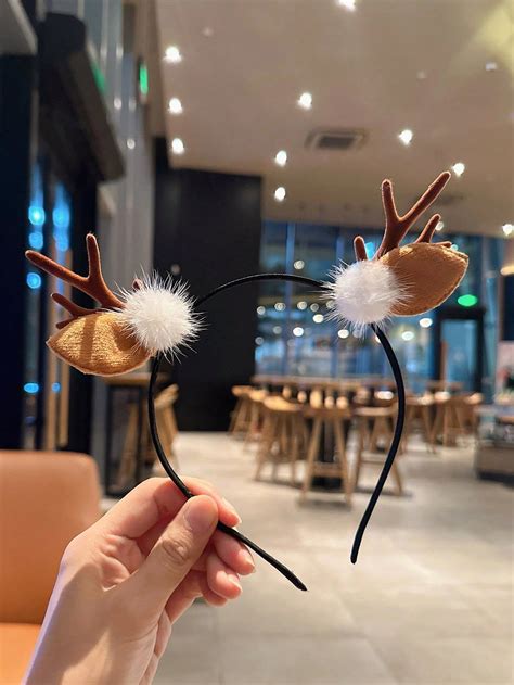 1 Peça Faixa De Cabeça De Antlers De Natal Marrom Com Orelhas De Veado ...
