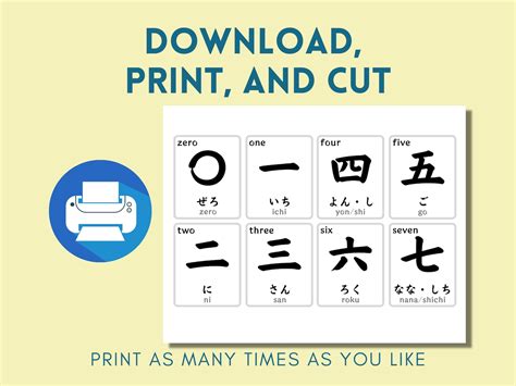 Japanese Kanji Number Flashcards, Japanese Printable Numbers, Japan ...