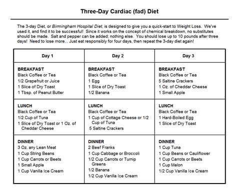 3 day diet plans