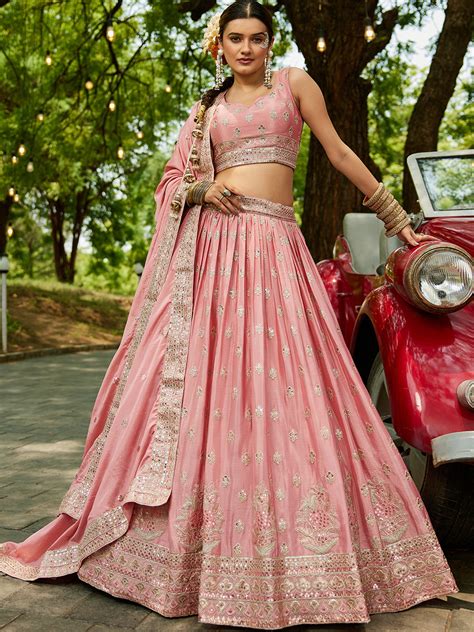 Chiffon Sequinse embroidery Semi-Stitched Lehenga choli & Dupatta ...