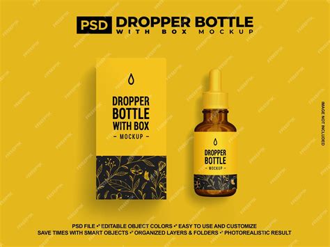 Premium PSD | Amber glass essential oil bottle branding mockup skin ...