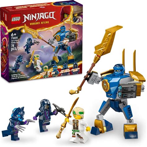 LEGO NINJAGO Jay’s Mech Battle Pack Adventure Toy Set for Kids, with Jay Minifigure and Mech ...