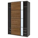 PAX / MEHAMN/AULI wardrobe with sliding doors, dark grey black/walnut ...