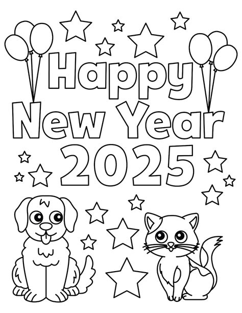 Free New Years Coloring Sheets 2025