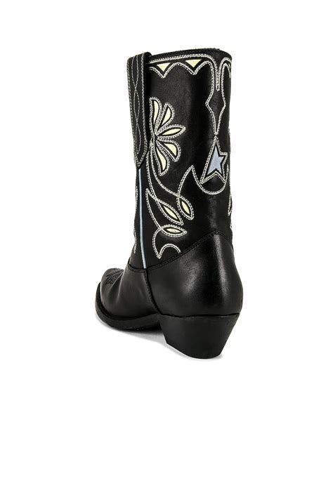Golden Goose Wish Star Boot in Black & Yellow Sky Embroidery | REVOLVE