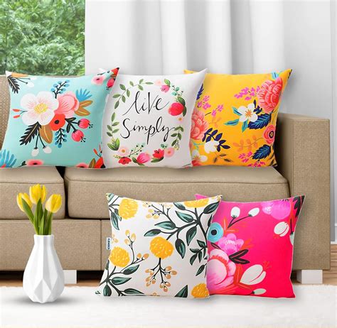 Buy CIDIZY Floral Velvet Cushion Covers, 24 x 24 Inch, Set of 5 ...