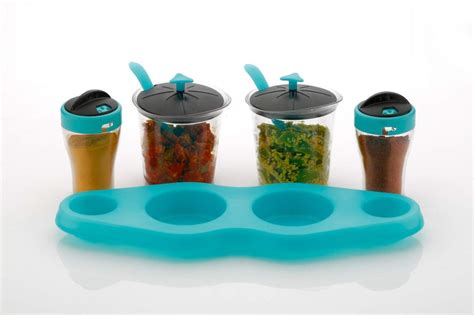 Buy HR"Homestar" 4 Pcs Dining Set/Pepper & Salt Dabbai with Tray Pack ...