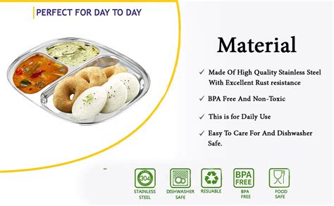 Buy URBAN KRAFT 3In1 Stainless Steel Plates with Compartments/Small ...