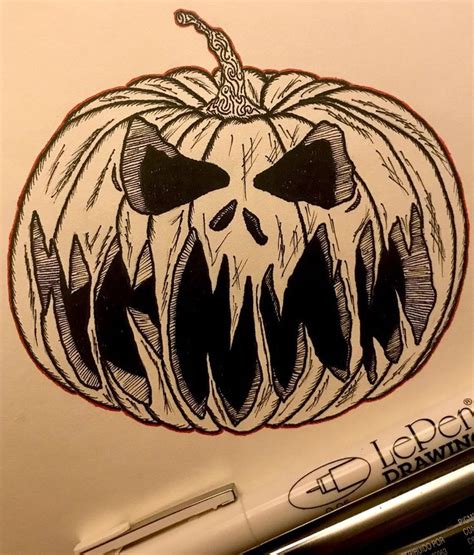 scary drawing pumpkin