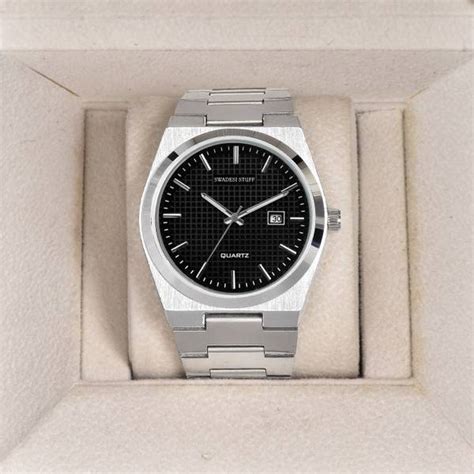 SWADESI STUFF W151 Black Dial Stainless Steel Date Display Mens Wrist ...