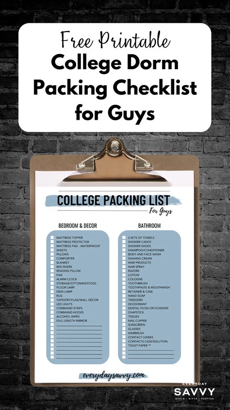 College Dorm Packing Checklist for Guys