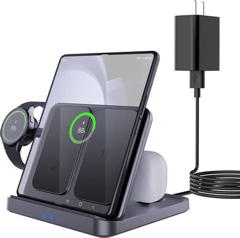 Amazon.com: for Samsung Z Fold 6/5 Wireless Charger Station, 3 in 1 Foldable Fast Charging Stand ...
