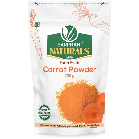 Carrot Powder, 100% Pure and Fresh, No Preservatives, No Artificial Co ...