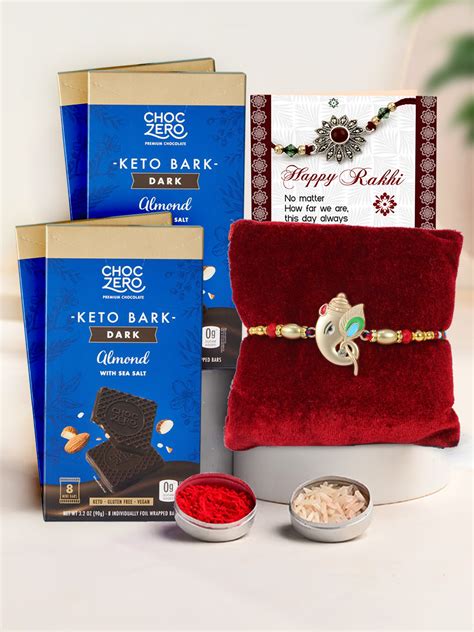 Buy | Fashionable Bappa Rakhi With ChocZero Keto Bark Dark Chocolate ...