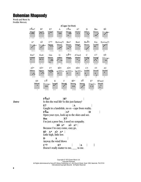 Bohemian Rhapsody by Queen - Guitar Chords/Lyrics - Guitar Instructor