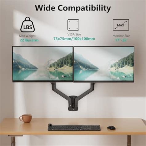 Buy WALI Dual Monitor Wall Mount, Gas Spring Monitor Arm for 2 Screens ...