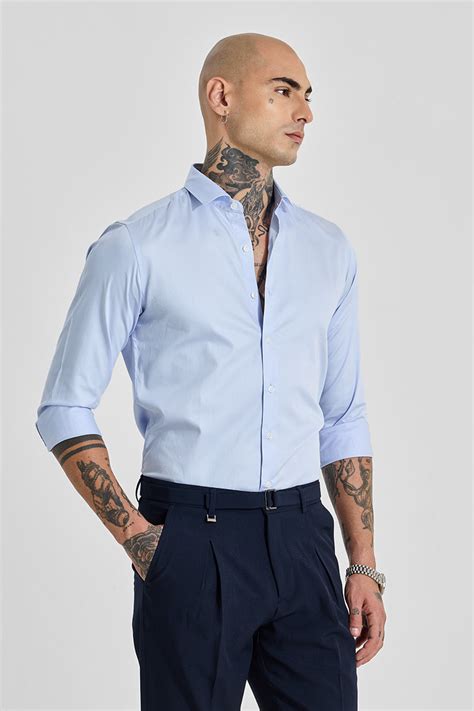 Buy Men's Blue Solid Slim Fit Shirt Online | Snitch – SNITCH